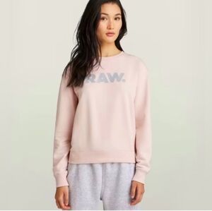 NWT- G-Star RAW Premium Core Crew Sweatshirt Blush Pink with Gray Logo Women's S